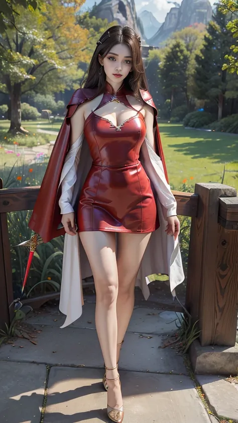 Woman in red silver dress, Immersive art station, torrent scene, ศิลปะFantasyที่มีรายละเอียด, Amazing character art, Excellent and neat character art, beautiful armor, very detailed, red armor girl, Exquisite headdresses and ornaments, (best quality, 10, M...