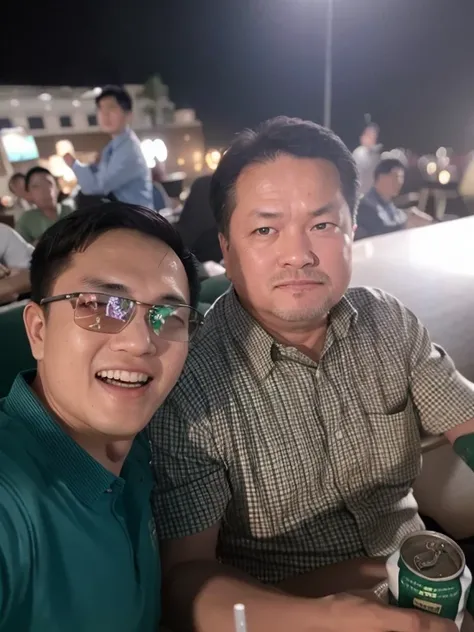 they are sitting at a table with a beer and a man in a green shirt, yiqiang and shurakrgt, photo taken in 2 0 2 0, dzung phung dinh, ngai victo and dougherty patrick, instagram post, hoang long ly, thawan duchanee, captured on iphone