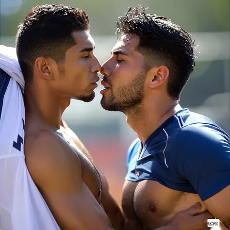 Capitan musculoso de futbol americano  borracho y sin camisa, masturbated and kissed on the mouth by another young man smaller and thinner than him, Bulto grande, mostrando pectorales y abdominales completos,wet dreams, Great erection, besos, porno gay