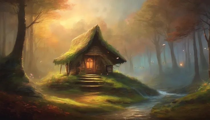 A hut in the middle of the forest and the weather is raining