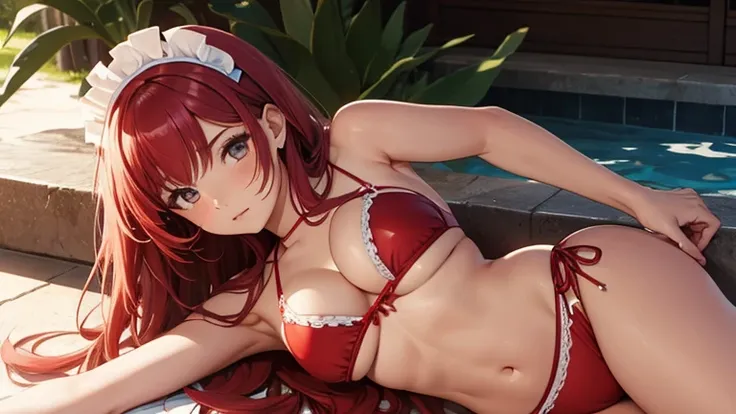 maid pelirroja en bikini