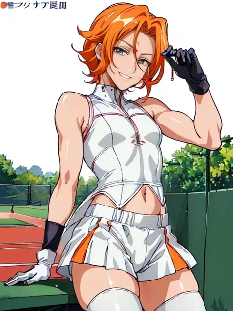 (((official art,Super thin illustration,High resolution, In 4K, 8K, High resolution, muste piece, best quality,best quality:1.3))), (little boy),12 years old, A young tennis idol with a cute face.,A boy who looks like the prince of tennis、 Standing ceremon...