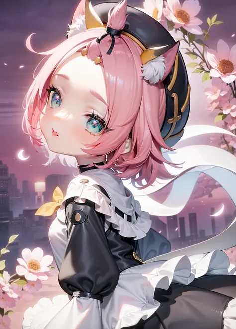 Pink hair, black and white skirt, cat ears anime girl, Best Anime 4K Konachan Wallpapers, Anime visual of a cute girl, splash ink art anime loli, Haruno Sakura, guweiz on pixiv artstation, guweiz on artstation pixiv, official art, portrait of the magical g...