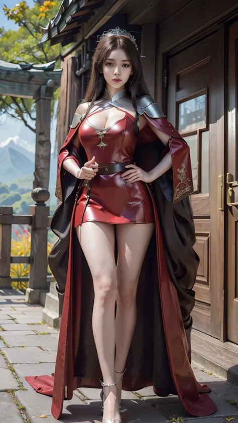 Woman in red silver dress, Immersive art station, ศิลปะFantasyที่มีรายละเอียด, Amazing character art, Excellent and neat character art, beautiful armor, very detailed, red armor girl, Exquisite headdresses and ornaments, (best quality, 10, Masterpiece :1.3...