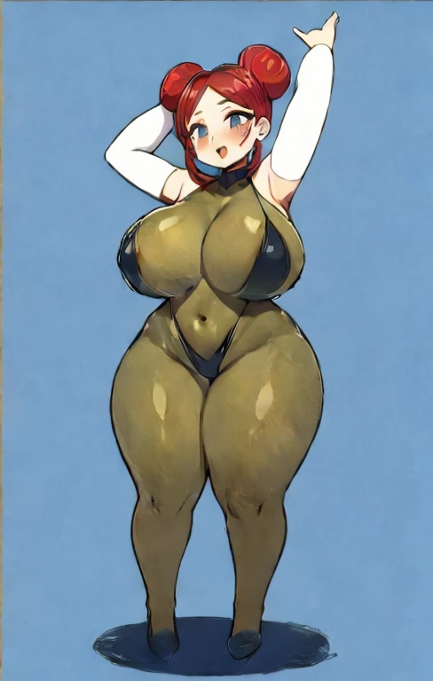 La mejor calidad, 8k, 12), 1 girl, Lifeline, bunnysuit, red hair, hairstyle double bun, diadema con orejas de conejo, gigantic breast, El cuerpo perfecto, piel negra, Curvy body, Cara ultra detallada, very blushing, Labios detallados, (placer expression),o...