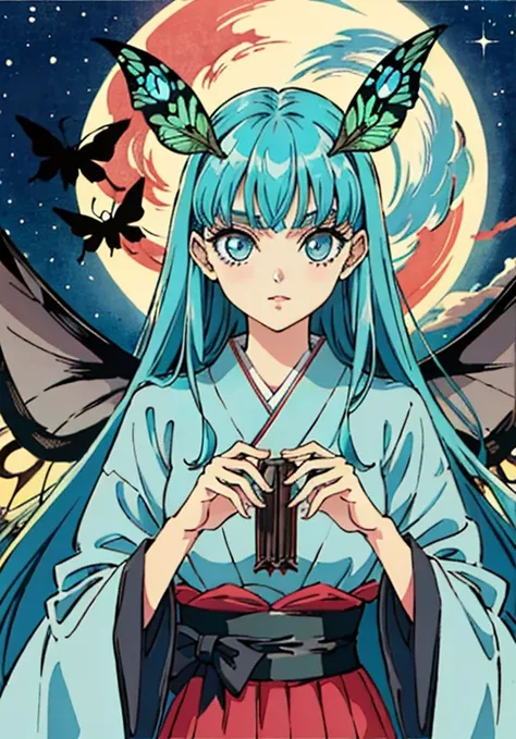 rosine (berserk),((moth girl)),japanese moon moth,moth wings ,insect girl,long hair,big eyes,