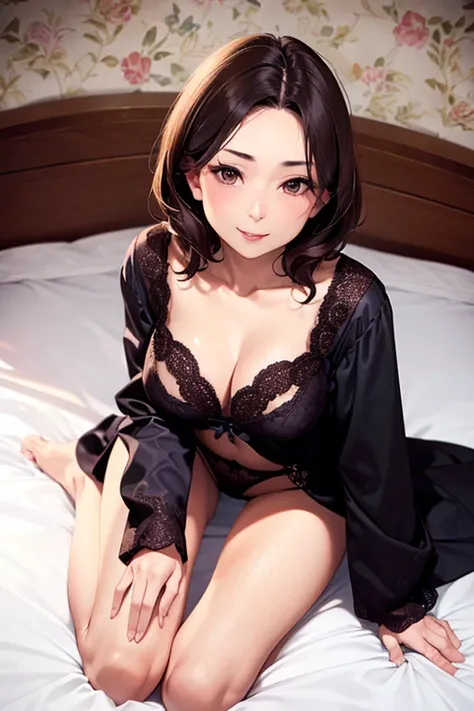 (seductively posing on all fours on a bed, looking up flirtatiously)、Ultra-realistic capture, Highly detailed, High resolution 16k close-up of human skin. Skin texture must be natural, With such detail that pores can be finely identified. Skin should look ...