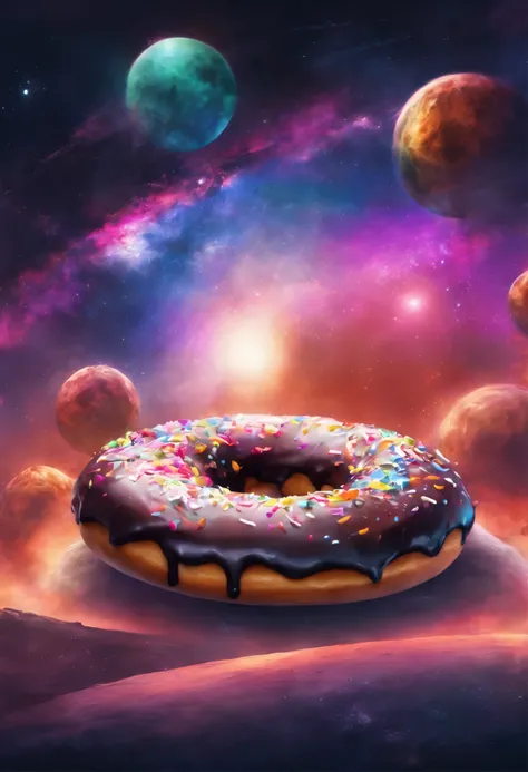 Universe full of a donuts, space, black, colorful