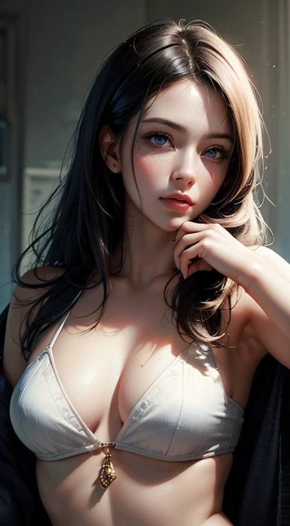 (realistic:1.4), (masterpiece, side lighting, fine and beautiful eyes: 1.2), masterpiece*portrait, realistic, 3d face, shining eyes, shiny hair, Glossy and glossy skin, alone, embarrassing, (abdomen),