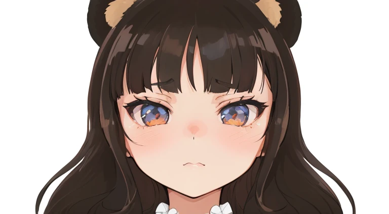 anime girl with brown hair and bear ears wearing a black dress, cute anime face, cute natural anime face, anime moe artstyle, kawaii realistic portrait, pretty anime face, detailed anime soft face, extremely cute anime girl face, face anime portrait, perfe...