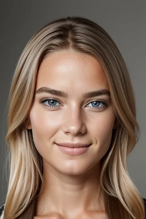 full portrait of a young Norwegian woman, smiling, Hautporen, dramatische Beleuchtung, Umgebungsokklusion, hoher Detaillierungsgrad, Komplizierte Hautdetails, Hautunreinheiten, beautiful face and fascinating Augen, scharfe Details, hyperrealistisch, scharf...