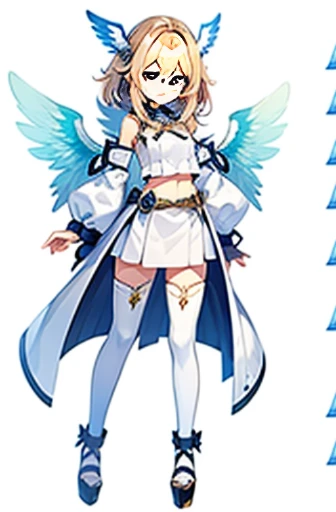 (((Best Quality))) , girl, (((white background))), angel girl, angel wings, white outfit, angel character design,