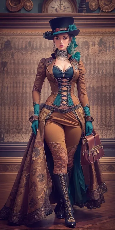 Best possible quality, high resolution 8k,most Beautiful woman with a dress and hat walking down the street, tanned skin, fine hat, elegant,fantasy Victorian art, Victorian inspired science fiction, steampunk fantasy style, steampunk fantasy, Miss Aniela, ...