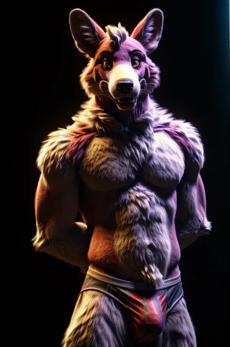 solo,furry,anthro,Fnaf Mangle,male,e621,standing,hands behind back,wearing underwear,simple background,front view,(best quality,4k,8k,highres,masterpiece:1.2),ultra-detailed,(realistic,photorealistic,photo-realistic:1.37),vivid colors,portraits,soft lighti...