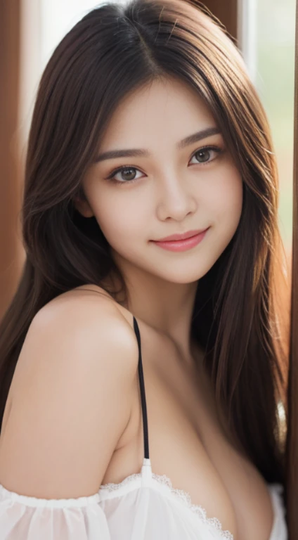 1 girl, very cute, amazing face and eyes, (Extremely detailed beautiful face), (Ultra actual), (highly detailed eyes, highly detailed hair, The facial details are very rich, Delicate and plump lips), (Off the shoulders), breast, Upper body, Cautious smile,...