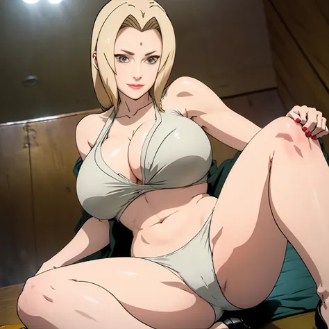 Blonde, anime screencap, very huge tits, white panties, animated, whole body, breast squeeze, sweat, girl,woman,female, mature,30 years old, Authentic and detailed face, smile, heart-shaped_pupils, bare_shoulders, huge_breasts, thighs, sailor suit, black_s...