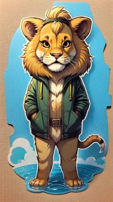 Cartoon sticker of a lion