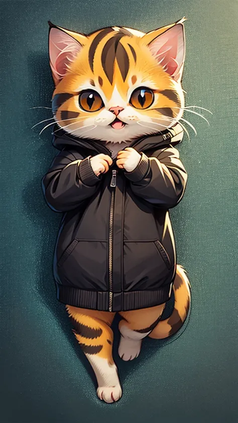 Cartoon sticker of a cute kitten