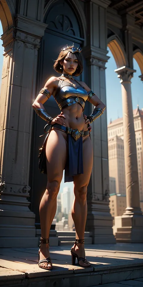 full body, whole body. 1solo (girl). slave fighter, loincloth standing, hands on hips full body, whole body. 1solo (girl). slave fighter, loincloth standing, hands on hips, metal sandals, backpack, choker, big belt, view from below, feet together, bracers,...