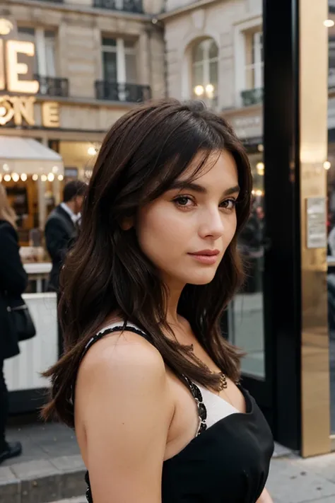 Elegant brunette with Chanel hair in Paris