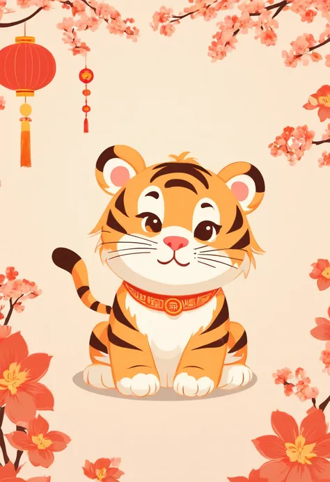 Chinese new year style, A cute tiger, intricate, Soft Color palette, (best quality, masterpiece, Representative work, official art, Professional, unity 8k wallpaper:1.3)