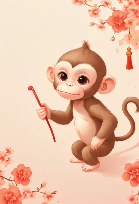 Chinese new year style, A cute monkey, intricate, Soft Color palette, (best quality, masterpiece, Representative work, official art, Professional, unity 8k wallpaper:1.3)