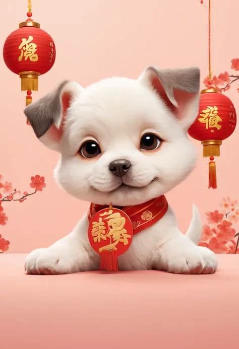 Chinese new year style, A cute dog, intricate, Soft Color palette, (best quality, masterpiece, Representative work, official art, Professional, unity 8k wallpaper:1.3)