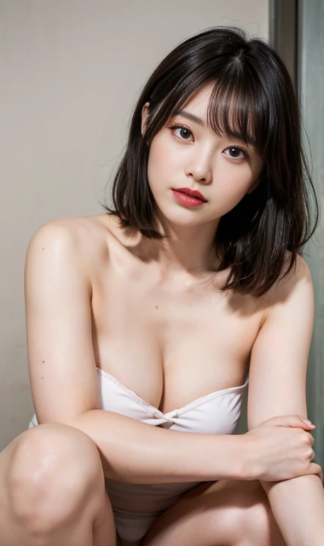 Ulchan-6500-v1.1、(RAW photo:1.2)、 (photo real:1.4)、beautiful detailed girl、very detailed目と顔、beautiful and fine eyes、highest quality、Topless、sweaty body、open your legs、squat、tie hair with both hands、That&#39;s ridiculous、unbelievable That&#39;s ridiculous、h...