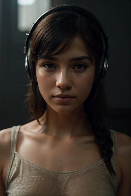 Girl with headphones, natural skin texture, 24mm, 4k textures, soft cinematic light, adobe lightroom, photolab, hdr, intricate, elegant, highly detailed, sharp focus, ((((cinematic look)))), soothing tones, insane details, intricate details, hyperdetailed,...