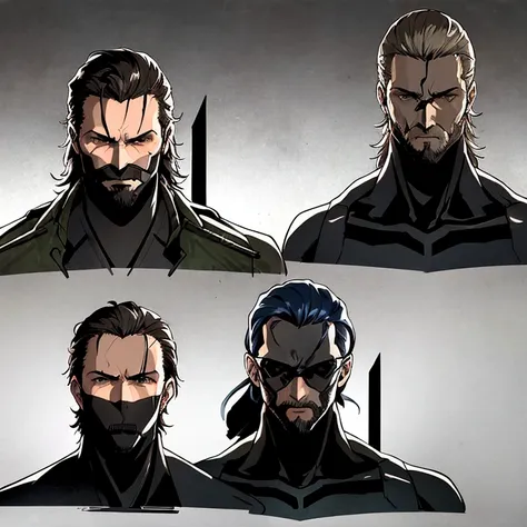 a drawing of a bunch of different faces of a man, metal gear solid concept art, evangelion concept art, clear eyes concept art, ...