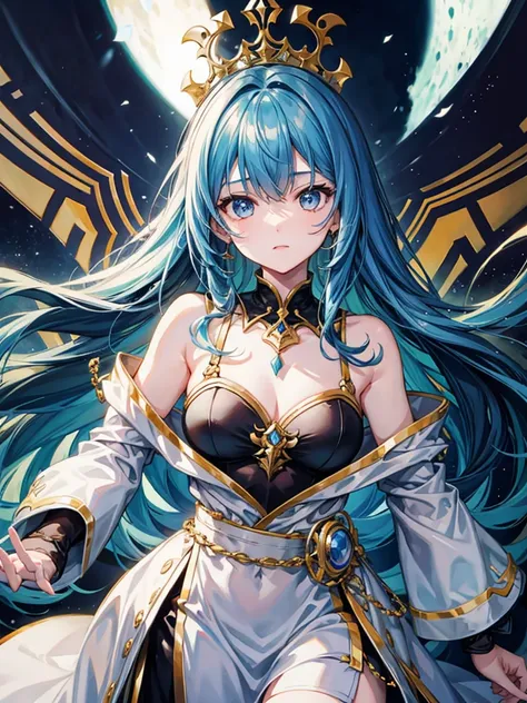 （（（masterpiece、Highest image quality、highest quality、highly detailed unity 8ｋwallpaper）））、（（Illustration of one girl、upper body））、（（（beautiful girl）））、（librarian）、blue hair、（stocky build, thickset physique：1.3, broad shoulders, solid chest）、（（（flat chest））...