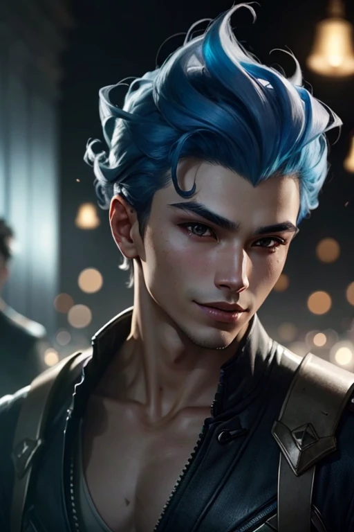 ((masterpiece,best quality))
thai male teenager,handsome, alone, gray skin, an evil smile., hair on fire, blue light, armature, ...