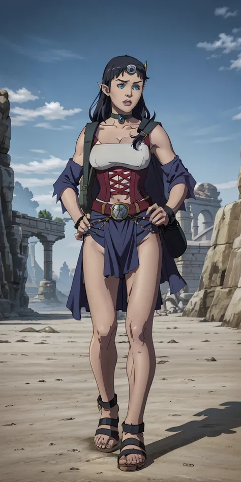 full body, whole body. 1solo (girl). slave fighter, loincloth standing, hands on hips full body, whole body. 1solo (girl). slave fighter, loincloth standing, hands on hips, metal sandals, backpack, choker, big belt, view from below, feet together, bracers,...