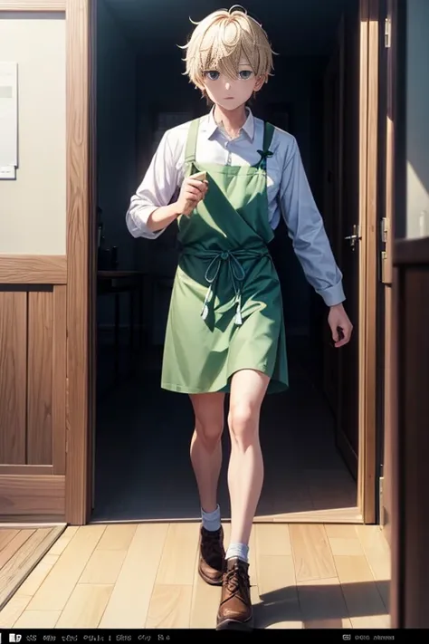 There was a man standing in the doorway，Wear a green apron, ginko showing a new mushi, Todays featured anime stills, 2 0 1 9 anime screenshot, still from tv anime, screenshot from guro anime, screenshot from a 2012s anime, anime movie screenshot, style of ...