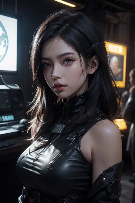 Unity 8k壁纸，((best qualtiy)), ((tmasterpiece)), (the detail:1.4), 3D, A beautiful cyberpunk female image,hdr（HighDynamicRange）,Ray traching,NVIDIA RTX,Hyper-Resolution,Unreal 5,Subsurface scattering、PBR Texture、post-proces、Anisotropy Filtering、depth of fiel...