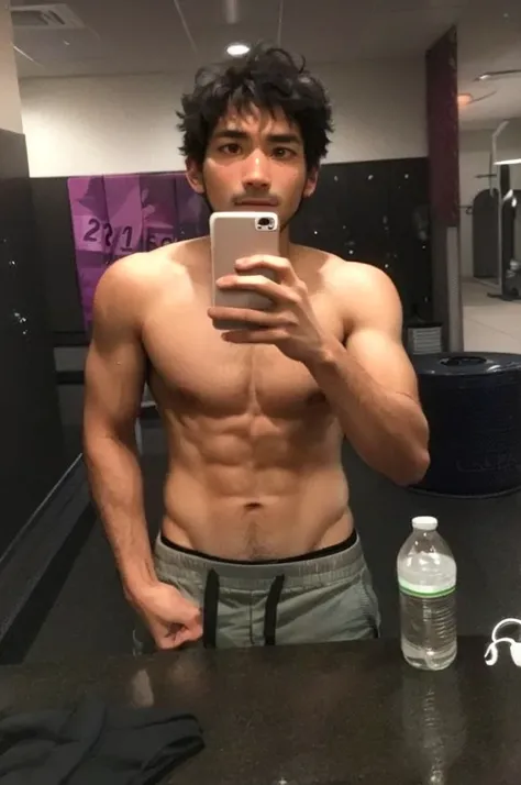 arafed man taking a selfie in a mirror in a gym, 2 7 years old, fit pic, 2 8 years old, 2 3 years old, 2 9 years old, 2 2 years old, 3 2 years old, 21 years old, [ rigidly defined abs ]!!, 2 4 years old, asian male