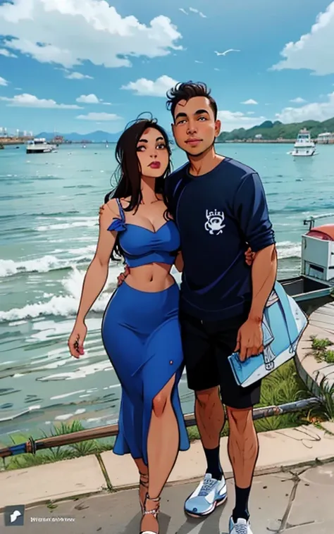 a man and woman posing for a picture by the water, karla ortiz, official, marischa becker, profile pic, arian mark, julia fuentes, couple, 30-year-old woman from cuba, andrea rocha, profile image, malika favre, joel torres, facebook post, sidney lugo, char...