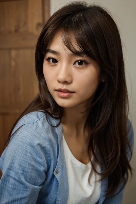 asian girl with brown hair and brown eyes