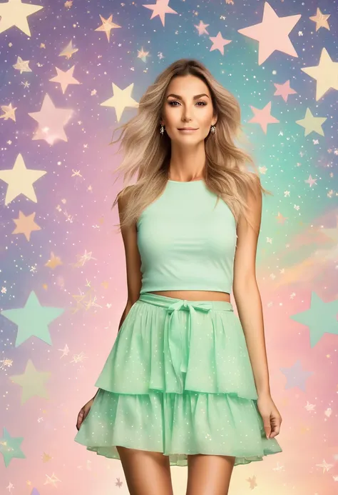 Marija pastel tones, stars full sky,