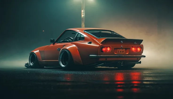 (intrincated details:1.2), (photorealistic), (masterpiece), (photography), cinematic lighting, cyberpunk city, fog, Nissan Fairlady Z	Sports car	1969, ground vehicle, motor vehicle, no humans, scenery, solo, vehicle focus, night time, front quarter