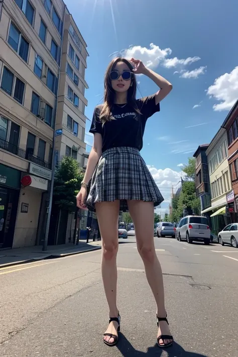 Cute girl waving at the camera, on a sunny day