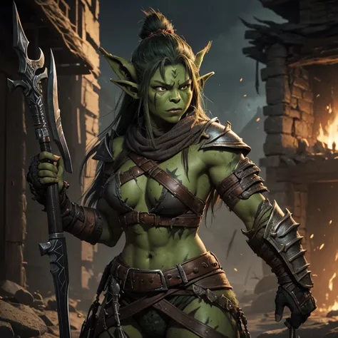 the goblin warrior and second in command, is a striking figure with rugged features that reflect both her fierce demeanor and the hardships of her past. Standing at a modest height for a goblin, her sturdy build showcases the strength that has earned her r...