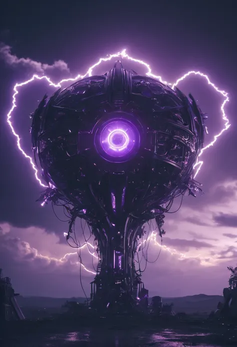 Shield, dark theme, purple theme, sky, electricity, lighting, whimsical, by Brian Jungen and Boris Groh, epic, fantasy art, octane render, intricate, (best quality, masterpiece, Representative work, official art, Professional, unity 8k wallpaper:1.3)