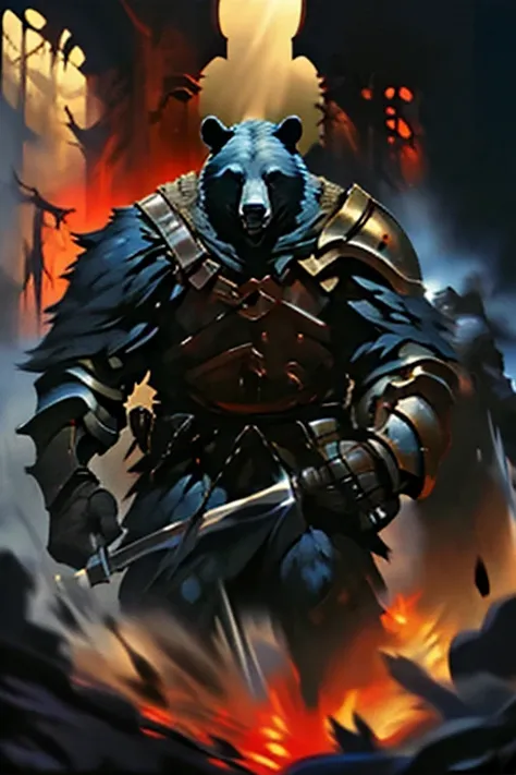 A bear in knight armor 