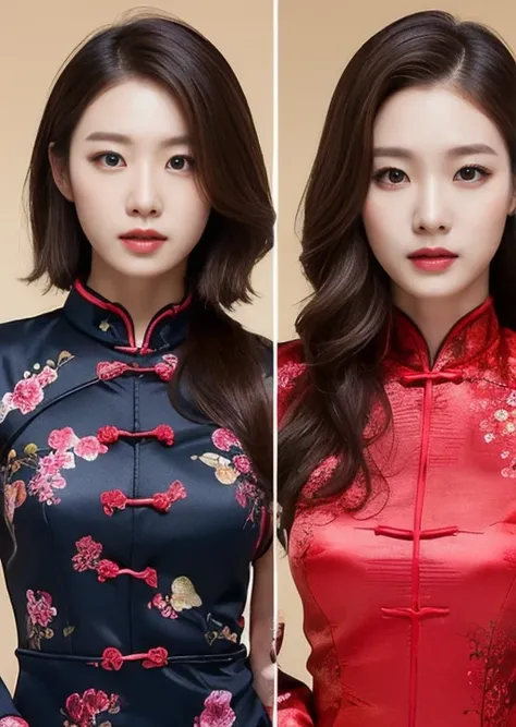 Chinese clothes、Wearing cheongsam、A woman with the same face as last time(misaki)，４Ｋ、１people&#39;s women、slender、 Loose wavy styling 、full body shot、seductive and attractive,Including face and skin texture，detailed eyes、a seductive look