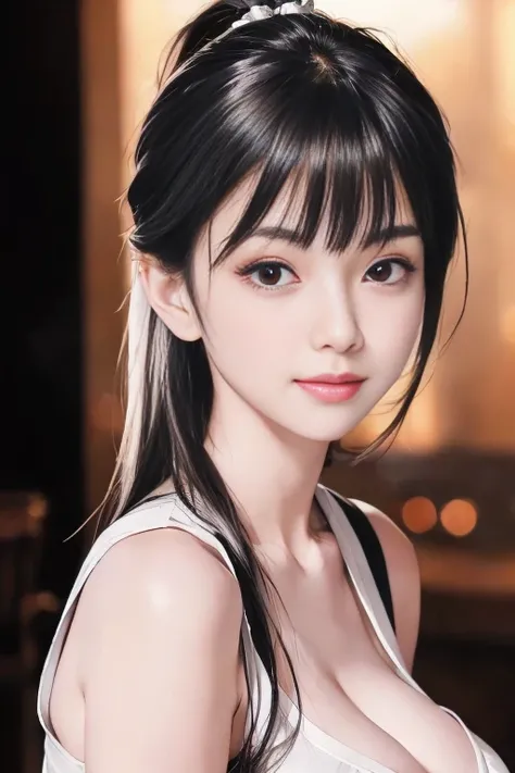 beautiful japanese woman, Beautiful perfect face and soft skin, small face，Nose and rose-like lips, beautiful eyes, beautiful smile. Black, Thin, long and beautiful hair bathed in bright etheric light. Gradient Highlight Beige Layered Loose Fluffy Medium H...