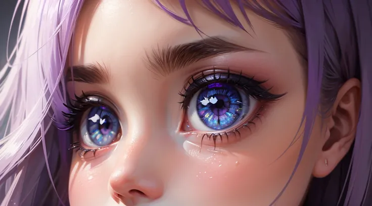  une fille, regard cristallin, worried, Cheveux violets, Cheveux longs, yeux brillants, fond d&#39;, fond ambiant sombre,  (illustration), (high resolution), (8K), (very detailed), (Best illustration), (Beautiful detailed eyes), (best quality), (super deta...