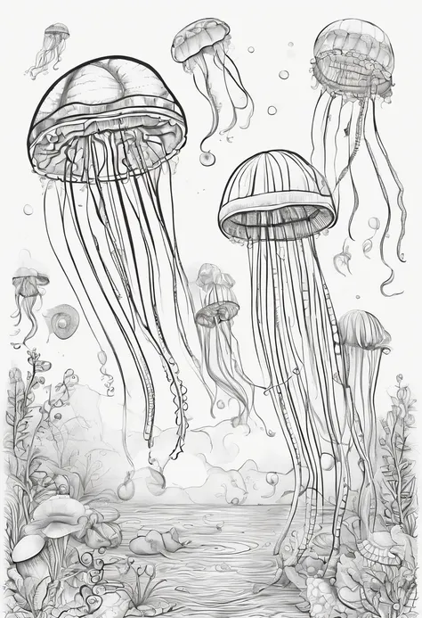 Design a lively scene featuring colorful jellyfish, with the sight word "jelly" cleverly placed within the illustration.