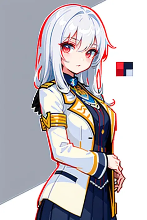 （tmasterpiece，top quority，best qualtiy），pix，pixelart，1girl，full bodyesbian，white color hair，red color eyes