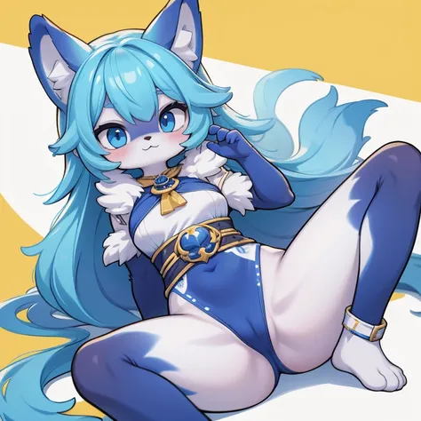 Furry mulher, nua, peitos medios
